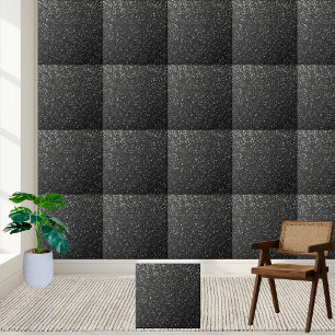 Black Silver Glitter Sparkle Stylish Ceramic Tile