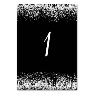 Black Silver Glitter Table 1 Wedding Table Number