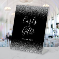 Black Silver Glitter Wedding Cards and Gifts