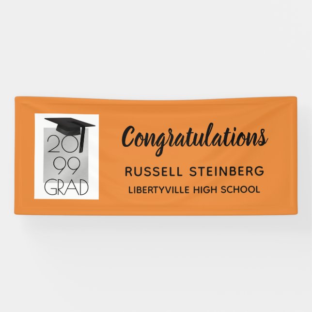 Black & Silver GRAD | Editable Colour | Graduation Banner (Horizontal)