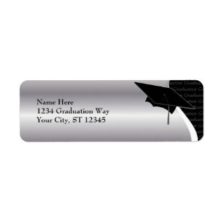 Black & Silver Graduation Address Label Return Address Label