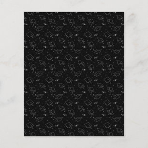 Black & Silver Graduation Cap Toss Scrapbook Paper