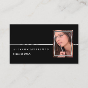 Black   Silver Graduation Photo Insert Name Cards