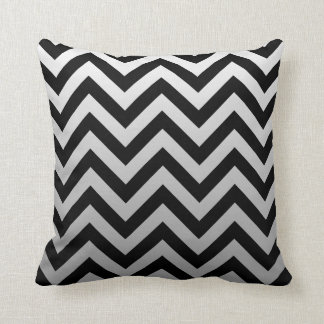 Black Silver Grey Chevron Ombre Pillow