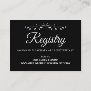 Black & Silver Grey Elegant Wedding Registry Enclosure Card