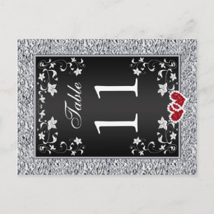 Black Silver Grey Floral Table Number Postcard