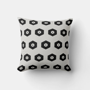 Black & Silver Grey Hexagon Pattern Cushion