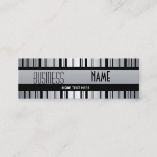 Black Silver Grey Metal look Stripe Mini Business Card