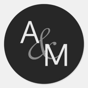 Black Silver Grey Monogram Envelope Seals