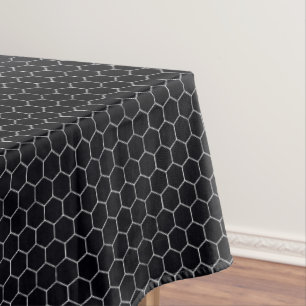 Black & Silver Honeycomb Elegant Geometric Pattern Tablecloth