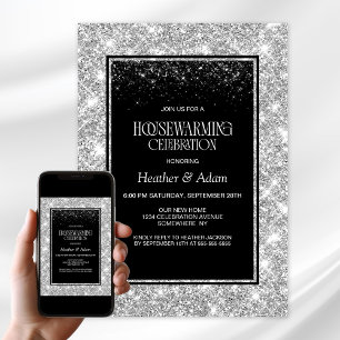 Black Silver Housewarming Party Invitation