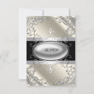 Black Silver Ivory Black White RSVP Card
