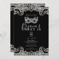 Black & Silver Lace Masquerade Sweet 16 Party 