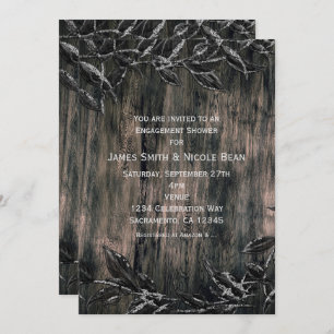 Black & Silver Leaves Dark Elegance Invitations