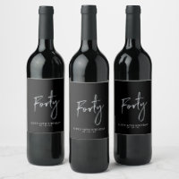 Black & Silver Lettering Forty 40th Birthday Party