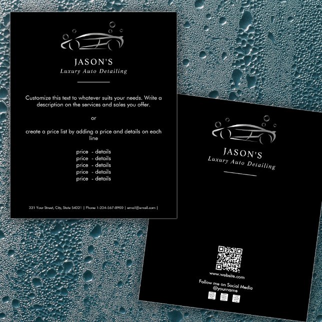 Black & Silver Luxury Auto Detailing Car Cleaning Flyer (Black & Silver Luxury Auto Detailing Car Cleaning Flyer)