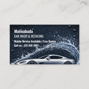 Black Silver Luxury Car Wash Mobile Auto Detailing Business Card