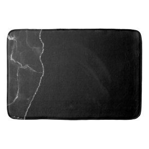 Black Silver Marble Gilded Agate Bath Mat
