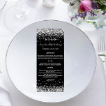 Black silver menu card<br><div class="desc">An elegant,  glamourous menu card. Personalise and add your name,  date and the menu. Black background,  decorated with faux silver confetti,  sparkles.</div>