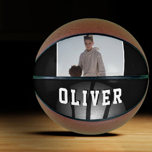 Black Silver Metallic Ball Name Photo Basketball