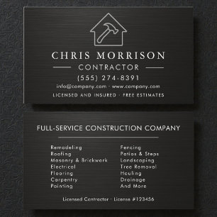 Black Silver Metallic Building Construction Business Card