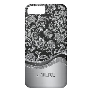 Black & Silver Metallic Look With Damasks Case-Mate iPhone Case