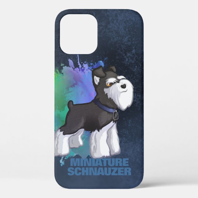Black & Silver Miniature Schnauzer Puppy Dog Case-Mate iPhone Case (Back)