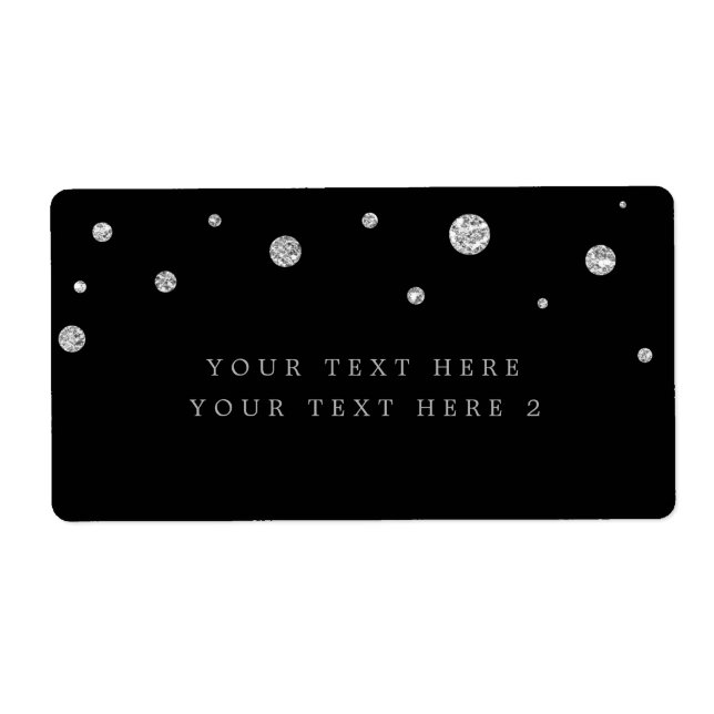 Black & Silver Modern Dots Party Package Label (Front)
