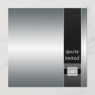 Black Silver Modern Party Invitation Template