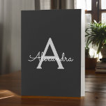 Black Silver Modern Script Girly Monogram Name Pocket Folder<br><div class="desc">Black and Silver Simple Modern Script Monogram Name Pocket Folder. This makes the perfect sweet 16 birthday,  wedding,  bridal shower,  anniversary,  baby shower or bachelorette party gift for someone that loves glam luxury and chic styles.</div>
