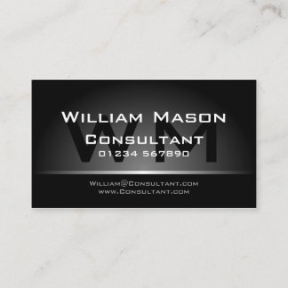 Black Silver Monogram Professional - Business Card