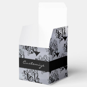 Black & Silver Music Treble Clef Tree Cube Box