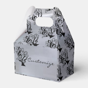 Black & Silver Music Treble Clef Tree Gable Box