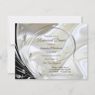 Black Silver on Champagne Silk Invitation