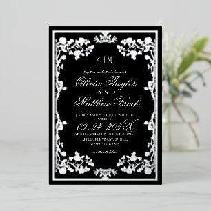 Black Silver Ornate Botanical The Wedding of