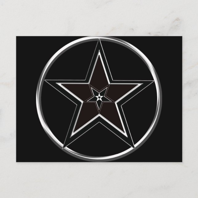 Black & Silver Pentacle with Inverted pentagram Postcard (Front)