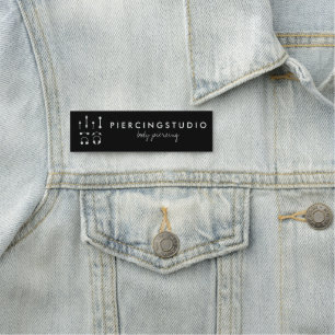 Black Silver Piercing Tattoo Studio Name Tag