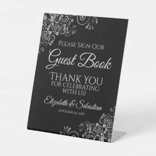 Black & Silver Please Sign our Guest Book Sign