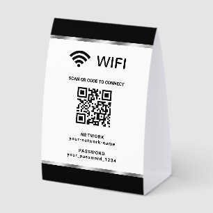 Black Silver QR Code Wifi Network and Password