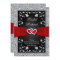 Black Silver Red Hearts, Floral Wedding Invitation