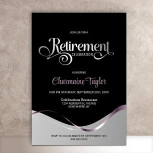 Black Silver Retirement Party Invitation