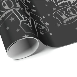 Black & Silver Rock & Roll Logo Wrapping Paper