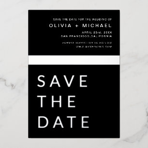 Black Silver Save the Date Elegant Modern