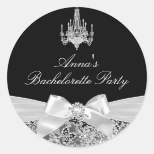 Black & Silver Sparkle Bow Bachelorette Sticker