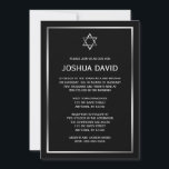 Black Silver Star of David Bar Mitzvah Invitations<br><div class="desc">A classic Bar Mitzvah invitation featuring a Star of David design in silver and black. Modern and formal -- Easily personalise for your event! 

Designs are flat printed illustrations/graphics - NOT ACTUAL SILVER FOIL.</div>
