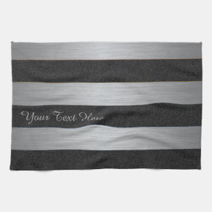 Black & Silver Striped Custom Towel