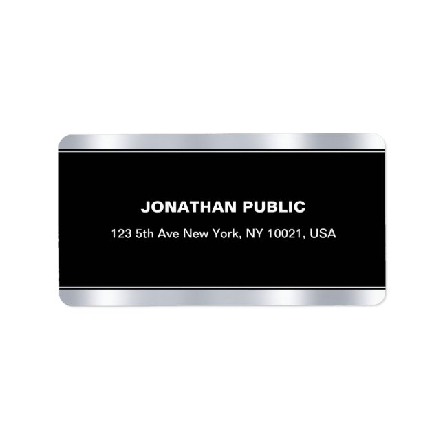 Black Silver Template Elegant Modern Glamor Label (Front)