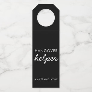 Black Silver Wedding Hangover Helper Tag w Hashtag