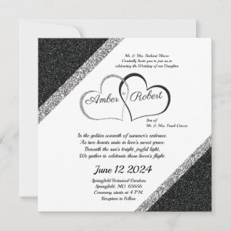 Black & Silver Wedding save the date w/Heart poem