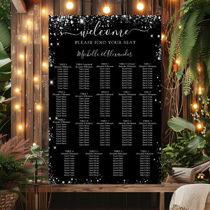 Black silver wedding seating chart 19 tables